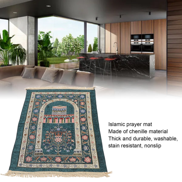 Islamilaisen muslimin rukousmatto etninen tyyli Muodikas rukousmatto Ramadan-lahja Rukousmatto miehille naisille Dark Green