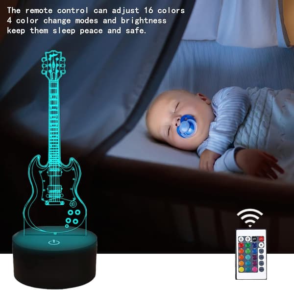 Gitarrlampa Gitarr 3D Nattljus Illusion Lampa för Barn med