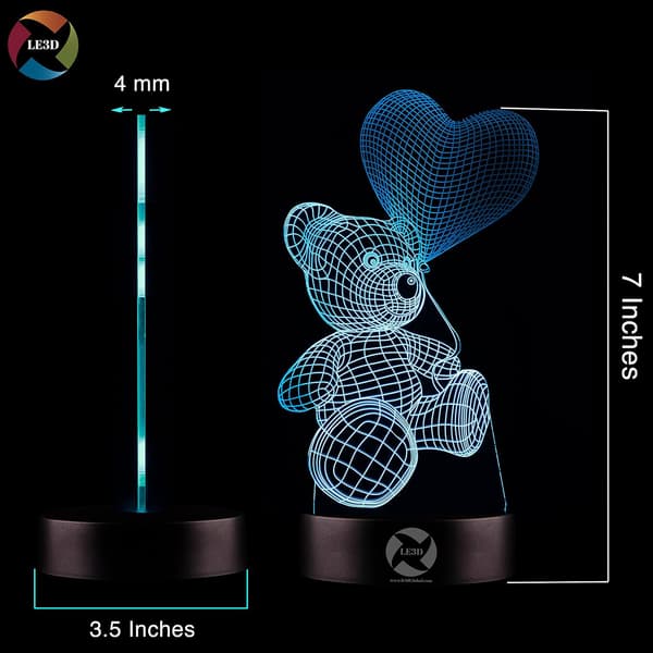 3D Optisk Illusions Natlampe - 7 LED Farveskiftende Lampe