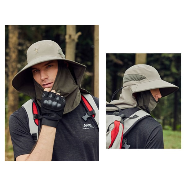 Utomhus UPF50+ Mesh Solhatt Bred Brätte Fiskehatt med Nacke A