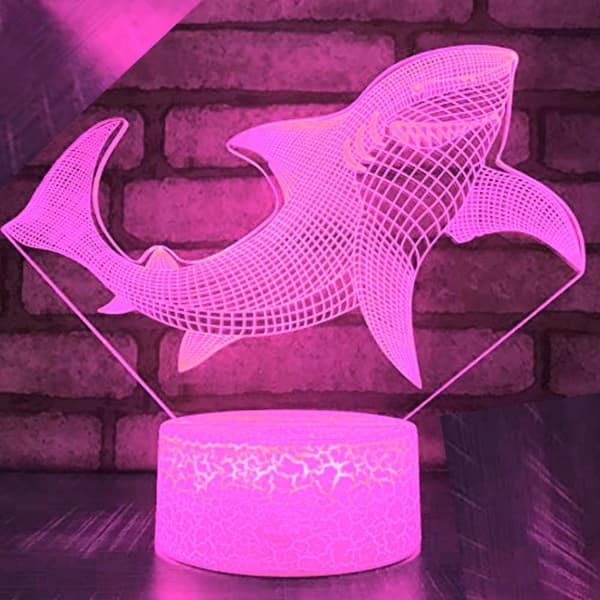3D Delfin Haj Fisk Natlys Lampe Illusion Led 7 Farver