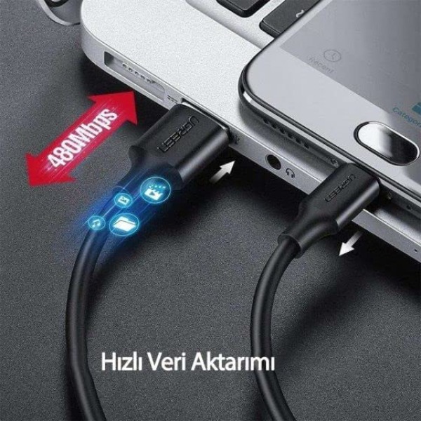 Flät USB Type-C laddnings- och datakabel, vit, 1 meter