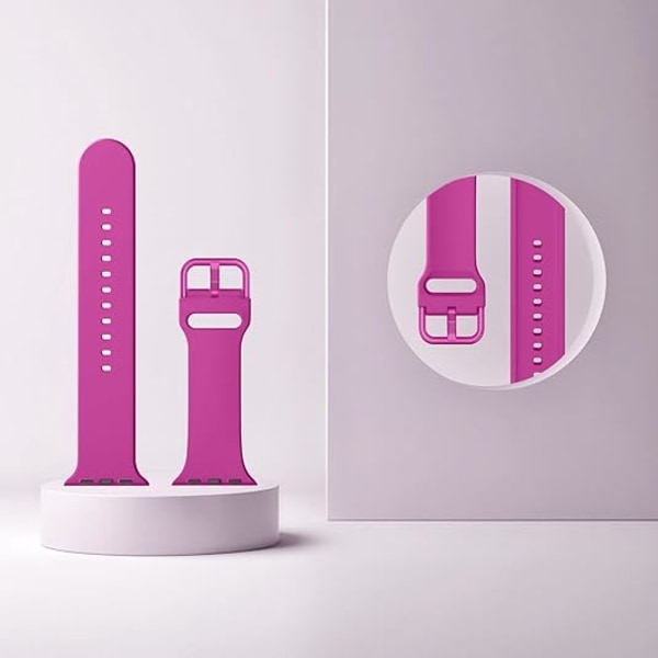 Sportband Kompatibel med Apple Watch Armband 49mm 46mm 45mm 44mm 42mm, Mjukt Silikonarmband med Klassiskt Spänne för iWatch Barbie Pink