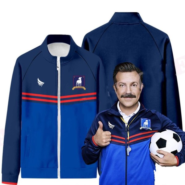 Ted Lasso Säsong 2 Fotbollströja Vintermode Herr/Dam AFC Richmond Cosplay Harajuku Cardigan Ståkrage Dragkedja Jacka 3 XXXL