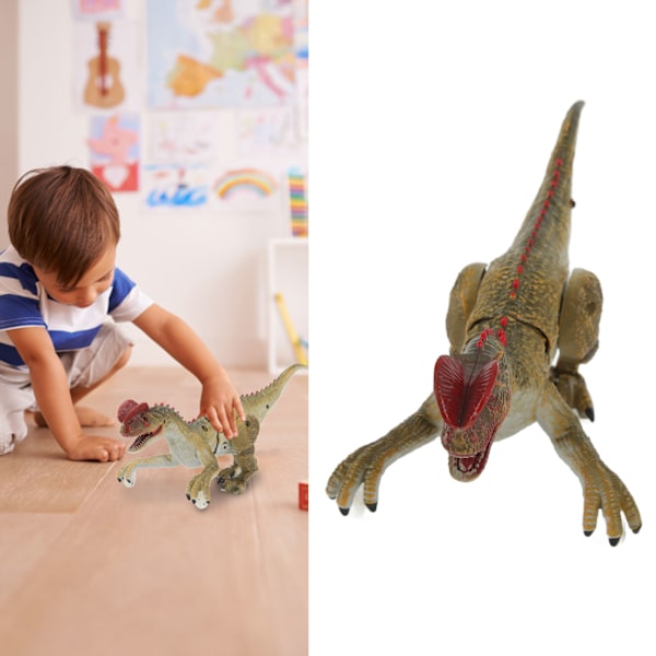 Fjärrkontroll Dinosaurie Modell 2.4G Realistisk Gående Rytande Pedagogisk RC Dinosaurie Leksak för Barn Dilophosaurus
