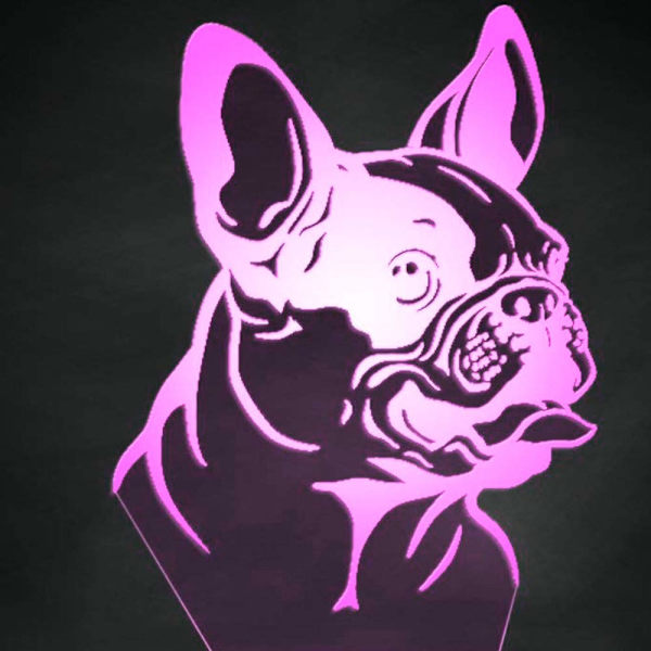 3D Fransk Bulldog Natlys LED Berøringskontakt Dekoration Bord Skrivebord Optisk Illusion Lamper 7 Farve Skiftende Lys LED Bordlampe Jul Hjem Kærlighed Fødselsdag