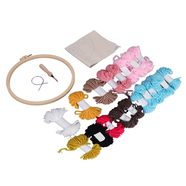 Uggla Punch Needle Kit Rosa Uggla Mönster Handcraft DIY Broderi Korsstygn DIY Punch Needle Kit för Nybörjare Barn