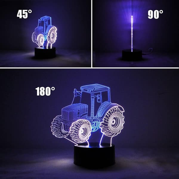 Traktor Nattlys 3D Illusjon LED Lampe Bursdagsgave Festiv