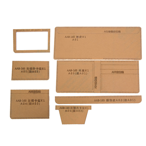 Kort plånbok mönster akryl mall stencil DIY handgjorda läderhantverk mögel