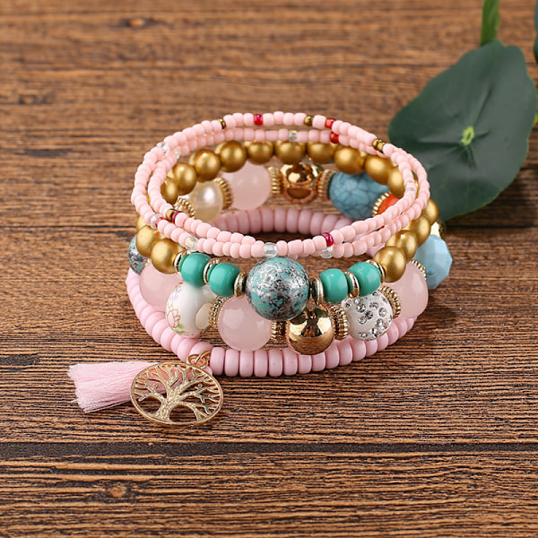 1PCS Bohemian Armband med Livets Träd Tofs Hänge Brac