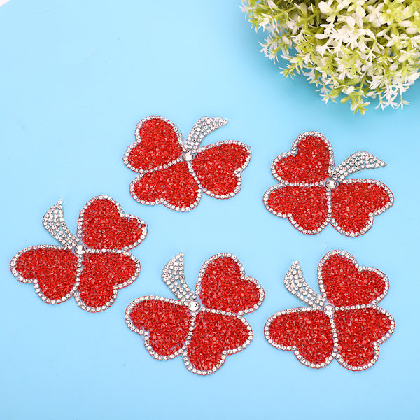 10 stk. Røde Blomster Krystal Patches Resin Rhinestones DIY Tilbehør Stryg på Applikation til Tøj Sko Hatte Tasker