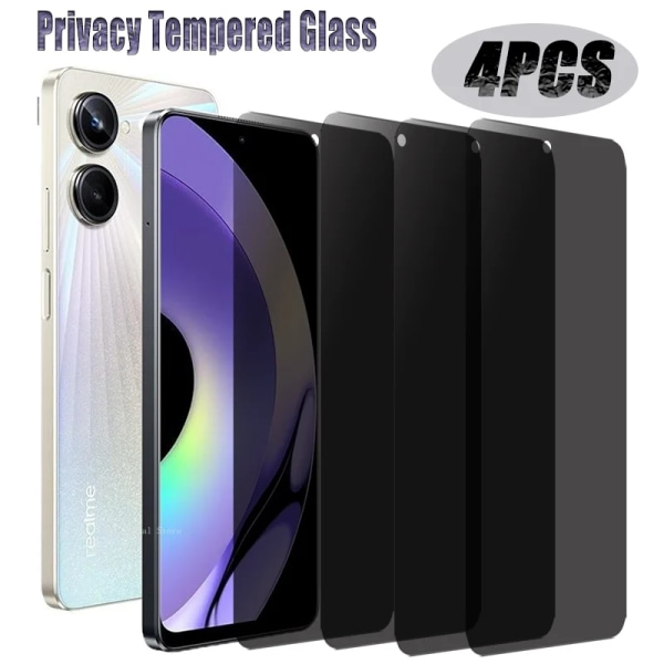 4 st integritetshärdat glas för Realme 9 Pro Plus Anti-spion skärmskydd