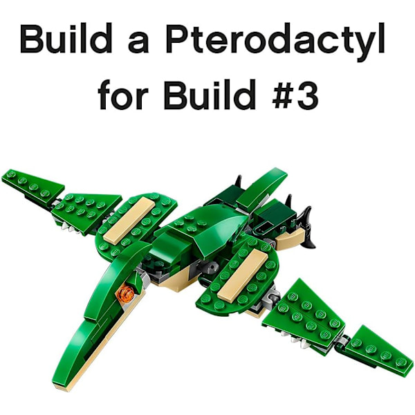 LE GO Creator 3 i 1 Mighty Dinosaur Legetøj, Transformerer fra T.rex til Triceratops til Pterodactyl Dinosaur Figurer, Fantastisk Gave til 7-12-årige Drenge og Piger