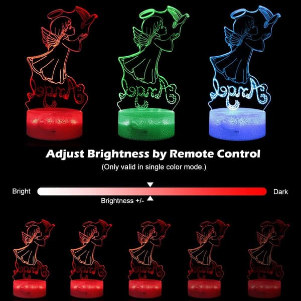 Angel 3D Nattlys, Dynamiske RGB-farger som endrer 3D Illusio