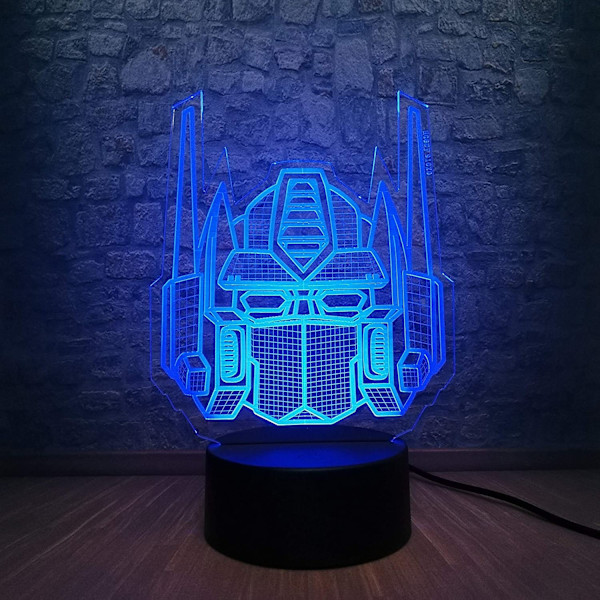 3D optisk illusion Transformers modell skrivbord bordslampa LED natt