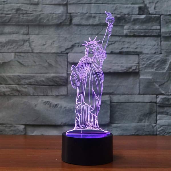 3D Illusion Lampe Frihedsgudinden LED Natlys Touch Con