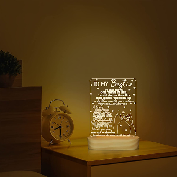 Presenter för min bästa vän, 3D-illusionlampa med texten \"Jag älskar dig\" för bästa vän