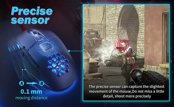 Gamingmus for Pro PC, USB 3.0 Kablet Gamingmus, Ergonomisk