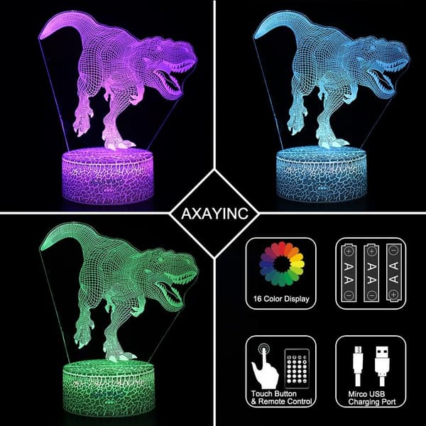 3D Natlampe LED Illusion Skrivebordslampe 7 Farveskift