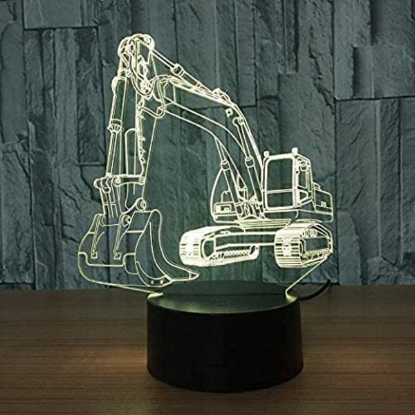 3D Gravemaskin Lastebil Bil Nattlys Bordlampe Dekor Bord Skrivebord Optisk Illusjon Lamper 7 Farge Skiftende Lys LED Bordlampe Jul Hjem Kjærlighet Bursdag