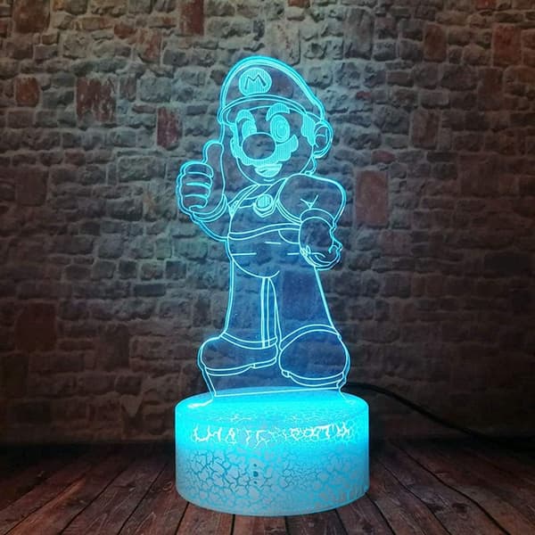 Super Mario Bros LED Anime Lampe Skrivebord 3D Illusjon Sovende Ni
