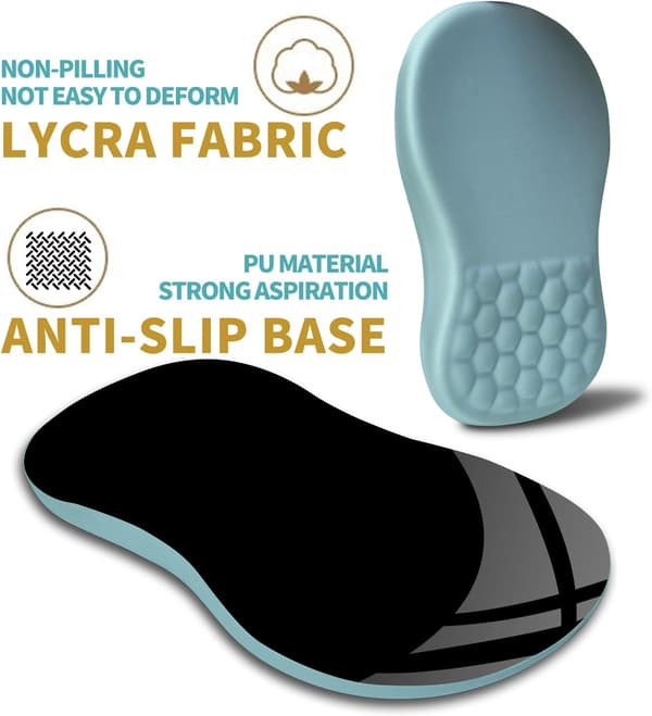 Ergonomisk musemåtte med håndledsstøtte, massage design smertelindrende musemåtte, memoryskum og skridsikker PU-base til trådløs mus, hjem -Light Blue
