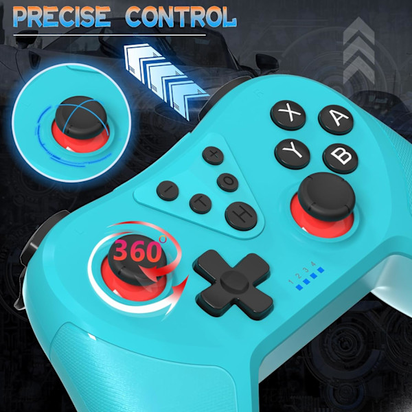 Bryterkontroller, trådløs Pro-kontroller for Nintendo Switch/Switch Lite/Switch OLED, Switch-gamepad med justerbar turbofunksjon, 6-akset gyrosensor Blue