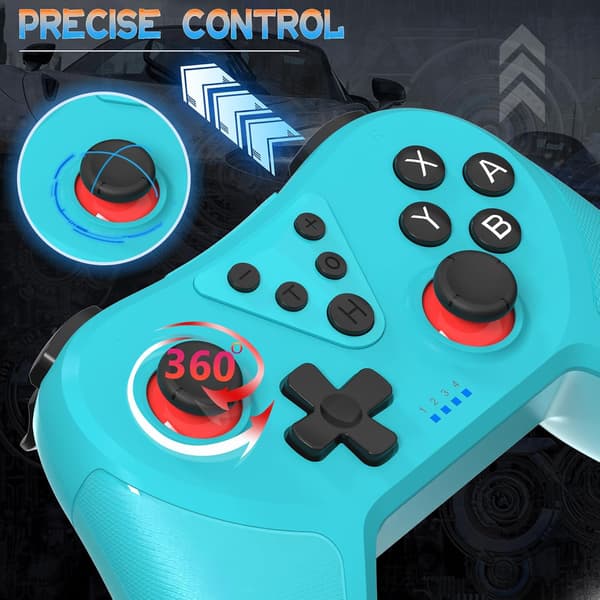 Switch-kontroller, trådlös pro-kontroller för Nintendo Switch/Switch Lite/Switch OLED, Switch-gamepad med justerbar turbofunktion, 6-axlig gyro Blue