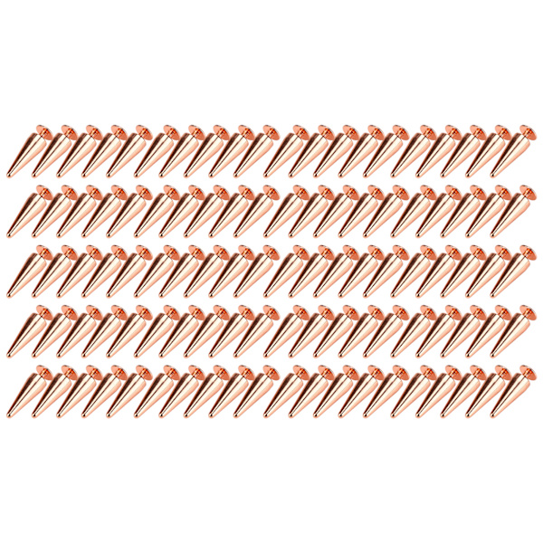 100set Punk Cone Spikes Nitar Roséguld Spetsiga Galvanisering Burr Free Clear Thread Mässing Spikes Nitar Rock Nitar 10x28mm