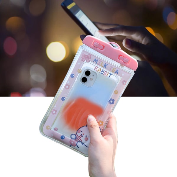 Waterproof Phone Pouch Cartoon Cute Sensitive Touch Transparent Phone Pouch with Lanyard for Drifting Swimming Diving