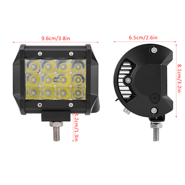 2 stk. 4 tommer 12 LED 36W 3 Rækker Bil Arbejdslys Bar Tag Flood Beam Lampe til Off Road Trucks 10-48V