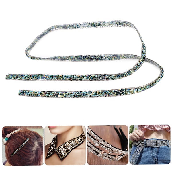 1 meter Hotfix Rhinestone Mesh Chain Dekorativt Belte for Brudekjole Halskjede Grønn