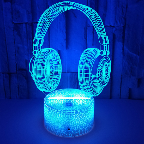 Headset 3D nattlampa, 7 färger som ändras med touch & fjärrkontroll