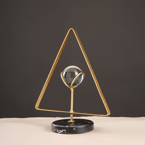 Bordpynt Jern Geometrisk Ramme Kunstig Krystallkule Moderne Skrivebordsornament for Studie Stue Kontor Triangular