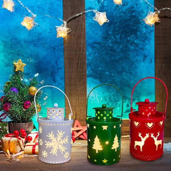 3-pack jul-LED-ljuslyktor, batteridrivna, flamlösa