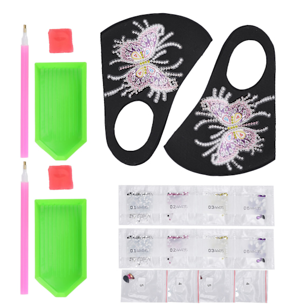 2 sarjaa timanttikuvioitua suukappaletta, pölyä hylkivä, hengittävä, tee-se-itse-koristelu (tähtiperhonen)