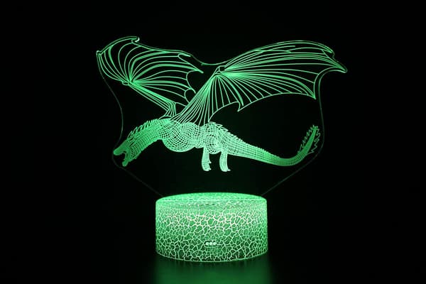 Inouril 3D Effektlampe Illusjon LED Nattlys Fjernkontroll