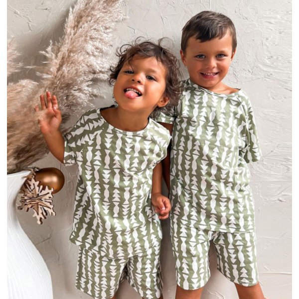 Flickor 90% bomull 2-delad pyjamas, XL (ljusgrön)