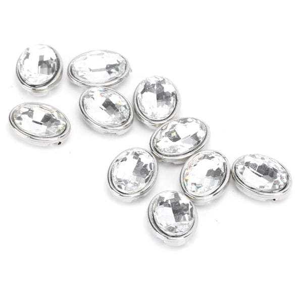 10 st Klor Rhinestone 10x14mm Oval Clawless Kant Osydd Kläder Väskor Skor Hattar Handsydda Tillbehör(Vit )