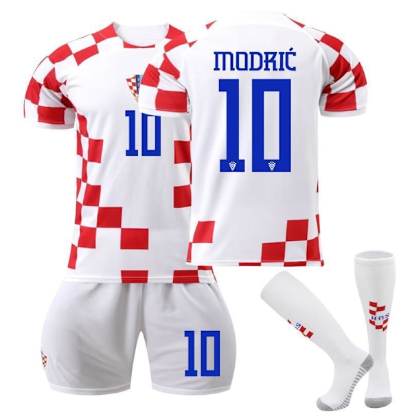 22/23 Kroatien Hjemme nr. 10 Modric Børn Voksne Fodbold Fodboldtrøje Træningstrøje Sæt Home S