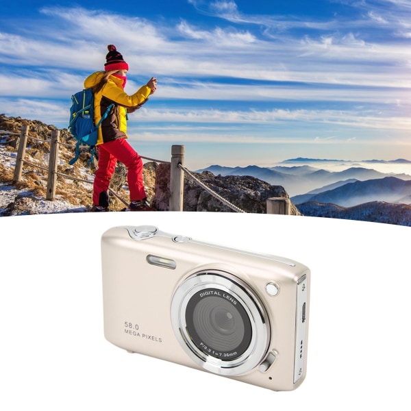 Digitalkamera 2,88 tommers skjerm 58MP 4K HD 16X zoom fast fokus makro tidsinnstilt fotografering digital videokamera Gold