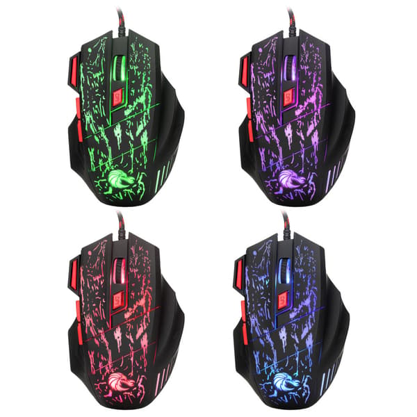 RGB baggrundsbelyst USB optisk computermus, 5-niveau DPI justerbar
