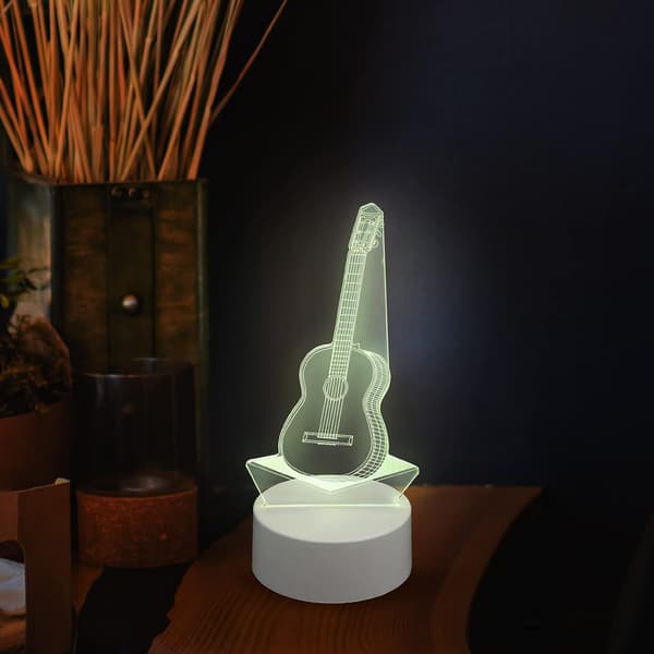 3D gitarr nattlampa 3D illusionslampa idéval för musik