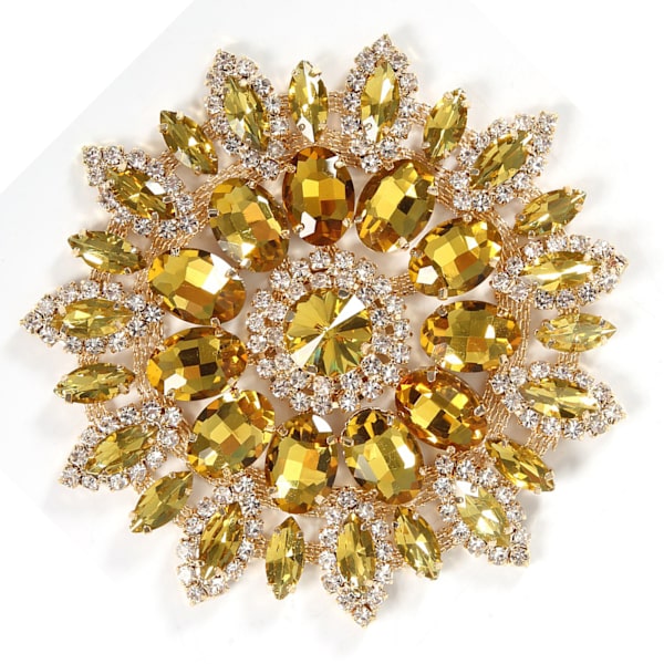 Kristallglas Strass Dekoration DIY Kläder Kvinnor Tillbehör 11cm (Gul Gyllene Bas)