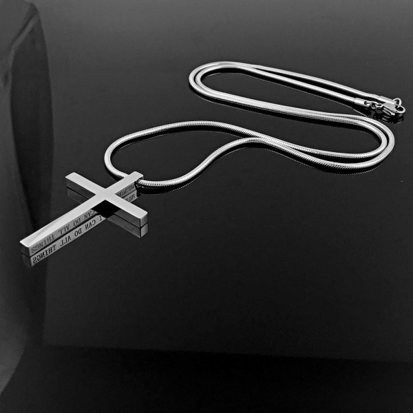 Ristiriipus miehille Ristiriipus VOIMAA Raamatun jae Ruostumattomasta teräksestä valmistettu kaulakoru Silver Cross1