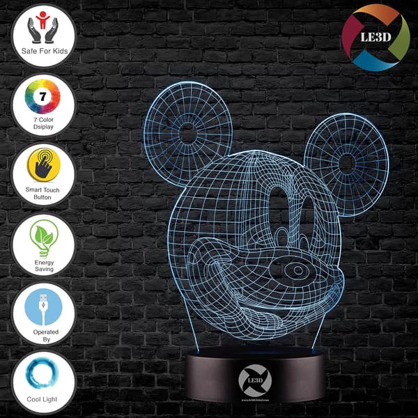3D Optisk Illusions Natlampe - 7 LED Farveskiftende Lampe