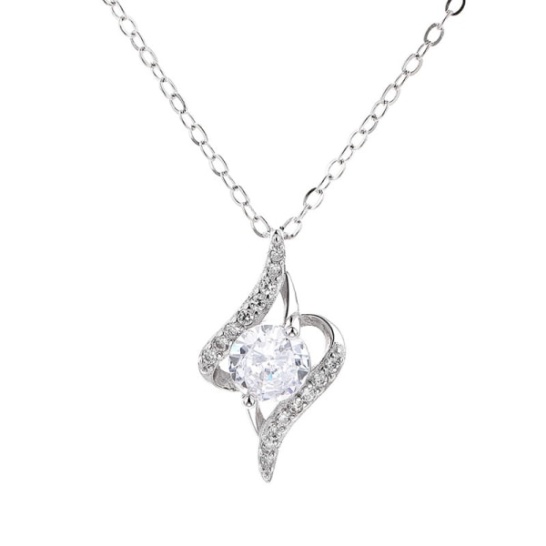 925 Sterling Silver Smycken Zirkon Hänge Halsband 18\", Present