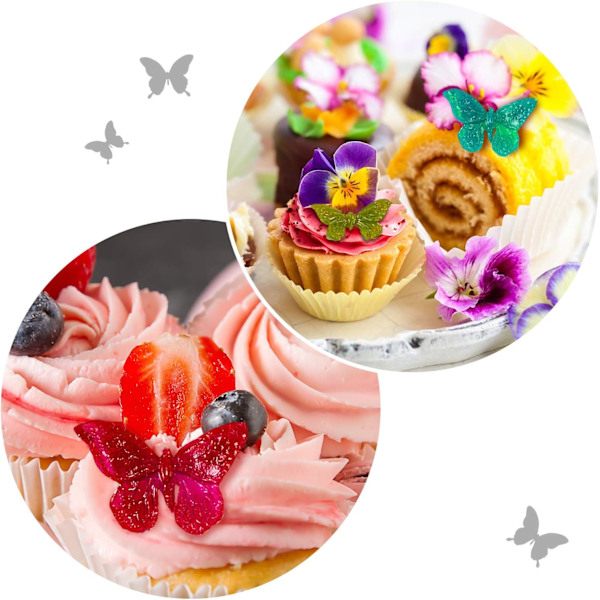 2 stk Butterfly Silikonformer Fondant Kake Baking Mold Cupcake Dekorasjonsverktøy Butterfly Formet Sjokoladebrett for Hjemmelaget Kake DIY Polymer Clay