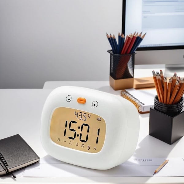 Vækkeur til Børn, LED Sød Vækkeur med Digital Display, Børns Søvn-træner, Ok til at Vågne Lys og Natlys, til Børn White