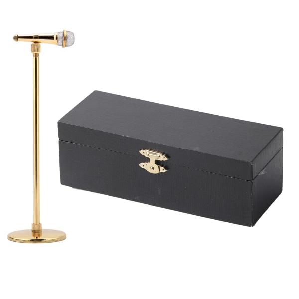 Kobber Gullbelagt Mikrofon Modell Mikrofon Håndverk Ornamenter Musikinstrument Modell 20-29cm